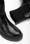 Women's Black Elastic Side Strap Thick Sole Boots - 3