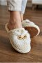 Women's Cream Plush Owl Figured House Slippers - Warm Soft Soled Winter Room Slippers - 2