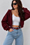 Burgundy Crop Zippered Short Cardigan - 2