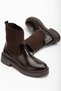 Women's Brown Elastic Side Strap Thick Sole Boots
