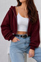 Burgundy Crop Zippered Short Cardigan