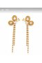 Sparkling Stone Embellished Butterfly Pattern Long Chain Dangle Screw-Back Earrings - Evening Dress Accessory - 2