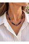 Natural Amethyst and Obsidian Stone Women's Necklace - Purple Black Gold Color Necklace - 2