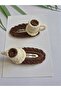 Coffee Cup Figured Knitted Handmade Antiallergic Gift Children's Hair Accessory 2-Piece Snap Knitted Buckle - 4