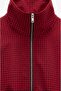 Red Square Patterned Zipper Jacket - 7