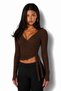 Women's Double-Breasted Tie-Front Long Sleeve Blouse with Finger Detail