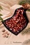 Abstract Speckled Patterned Burgundy Black Women's - Twill Silk Textured - Multi-Purpose Square Bandana Scarf 50X50 cm - 2