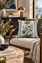 Palazzo Botanik 1 Piece Throw Pillow Cover Navy Blue White Green Floral and Geometric Patterned Decorative Double Sided Digital Printing Hidden Zipper - 3