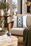 Palazzo Botanik 1 Piece Throw Pillow Cover Navy Blue White Green Floral and Geometric Patterned Decorative Double Sided Digital Printing Hidden Zipper - 4