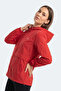 Raid Women's Hooded Zippered Red Windbreaker - 6