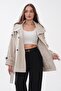 Women's Stand Collar Lined Trench Coat - 3