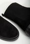 Women's Black Suede Elastic Side Strap Thick Sole Boots - 3
