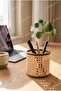 Rattan Look Decorative Desktop Organizer & Pen Holder |   Makeup and Brush Organizer - 2