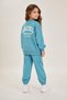 Unisex Children's Turquoise Printed Tracksuit Set Daily Comfortable Combination - 2