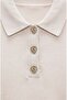 Ecru Button Polo Collar Sweater - 3