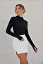 Women's Black Half Turtleneck Basic Blouse with Finger Detail - 3