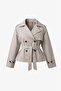 Stone Color Avelia Belted Short Trench Coat - 4