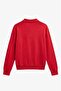 Red Button Polo Collar Sweater - 2