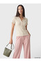 Two Mt Shop Quality Lcw Everyday Ecru Ribbed Plain Super Skinny & Extra Slim Short Sleeve Women's T-Shirt