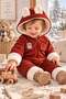 Baby romper with bear ears, welsoft lined, hooded, zippered, winter plush detail, 6-24 months - 6