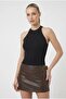Women's Stoned Ribbed Halter Neck Crop Blouse