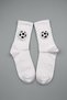 Soccer Ball Patterned Sports Socks - 100% Cotton Men's White Black Football Socks - Football Match Training Cotton Sports Socks
