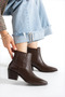 Holly Western Rubber Sole Dark Brown Leather Boots