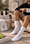 White Unisex Tennis Socks – Mid Crew Ribbed Basic Sports Socks - 3