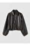 Esvab • Modern & Distinctive Women's Loose Fit Bomber Leather Look Jacket - 7