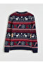 Two Mt Shop Quality Xside Navy Blue Knitwear Printed Oval Collar Boys' Sweater - 2