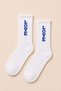 Love Written White Unisex Tennis Socks – Blue Detailed Mid Crew Ribbed Sports Socks