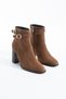 Allegri Women's Genuine Leather Suede Thick Heeled Tan Boots - 2