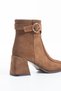 Averon Women's Genuine Leather Suede Heeled Tan Boots - 6