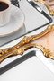 2-Piece Luxury Gold Rose Plastic Framed Square Engagement, Dowry, Coffee, Tea Presentation Serving Tray Plastic Frame - 4