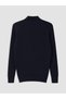 Ozmarka New Season Navy Blue Half Turtleneck Men's Knitwear Sweater - 5