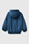 Boy's Navy Blue Logo Embroidered Padded Ribbed Coat - 2