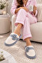 Lora Bowknot Detailed Plush House Slippers Closed Toe Soft Insole Winter House Slippers Dowry Slippers Gift Stc1348 - 2