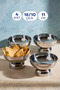 İnci 4-Piece 18/10 Stainless Steel Serving Bowl Tableware Presentation Snack Bowl Breakfast Bowl with Stand 11cm
