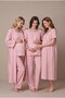 Women's Powder Muslin Cotton Fabric Short Sleeve Buttoned Maternity Nightgown with Easy Breastfeeding Feature Pajama Set