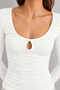 Window Detail Gathered Collar Long Sleeve Viscose Blouse - 4