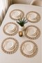 Set of 6 Round Ruffled Plates – 33cm Fabric Placemats Cream - 2