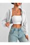 Hooded Crop Cardigan 3 Yarn Thick Fabric - 7