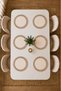 Set of 6 Round Ruffled Plates – 33cm Fabric Placemats Cream