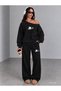 Star Printed Women's Boat Neck Sweatshirt/Top Sweat Suit