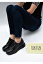 5516 Eren Shoes&Bag Genuine Leather Rubber Laced Light Sole Flat Heeled Daily Comfortable Shoes Real Leather Black - 4