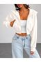 Hooded Crop Cardigan 3 Yarn Thick Fabric - 4