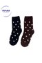 Women's Angora Plush Socks 2-Pack Black Brown - Soft Textured Warm Winter Socks - 2