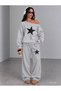 Polka Dot Star Printed Women's Boat Neck Sweatshirt/Top Sweatpants Set