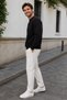 Men's Black 3 Thread Crew Neck Sweat Soft Puff Fabric - 4