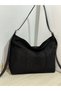 Suede Large Size Women's Shoulder Bag with Belt Detail and Front Pocket - 4